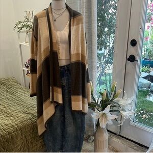 Women's Striped Open-Front Cardigan